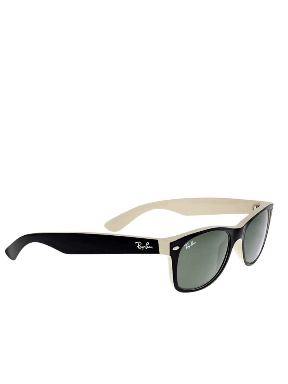 Ray-Ban New Wayfarer Bicolor black/beige Green Classic G-15 RB2132 Sunglasses - Picture 2 of 15